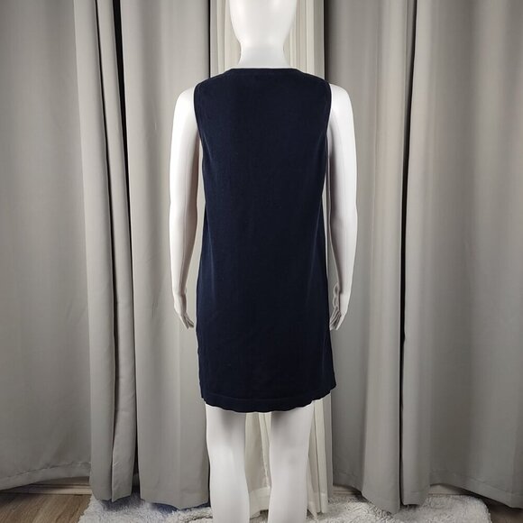 J. Crew Blue Lightweight 100% Cotton Tie At Collar Sleeveless Shift Dress Size S - Picture 4 of 11